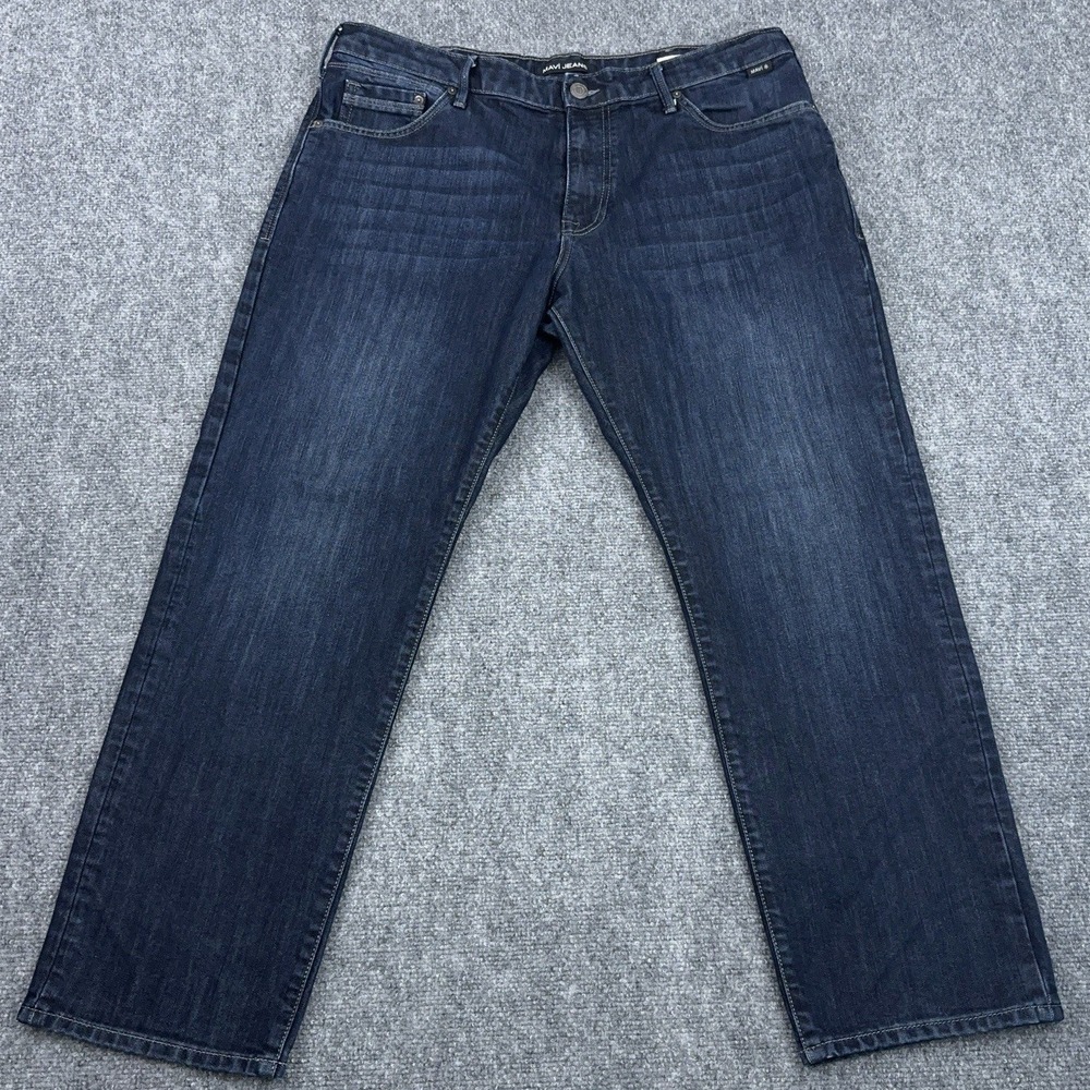 Mavi Matt Jeans Mens 38x30 Blue Relaxed Straight Leg Stretch‎ Denim Dark Wash